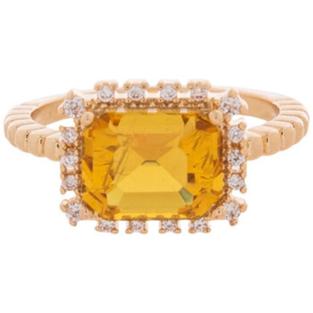 NEW Yellow Cubic Zirconia Rectangle Ring - Size 8